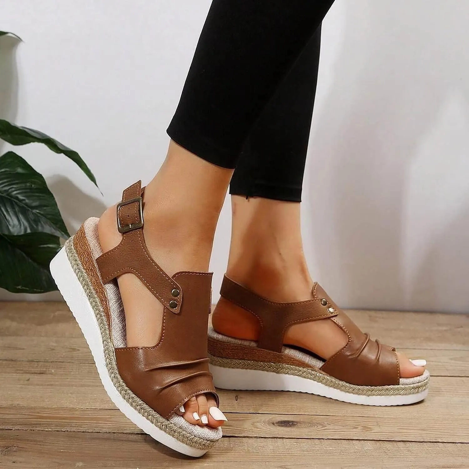 Women's Orthopedic Arch Support Platform Wedge Sandals 2025 Casual Open Toe Slingback Espadrilles Summer Fashion Hollow Out Dress Shoes Casual Comfortable Mules Adjustable Slide Walking Shoes