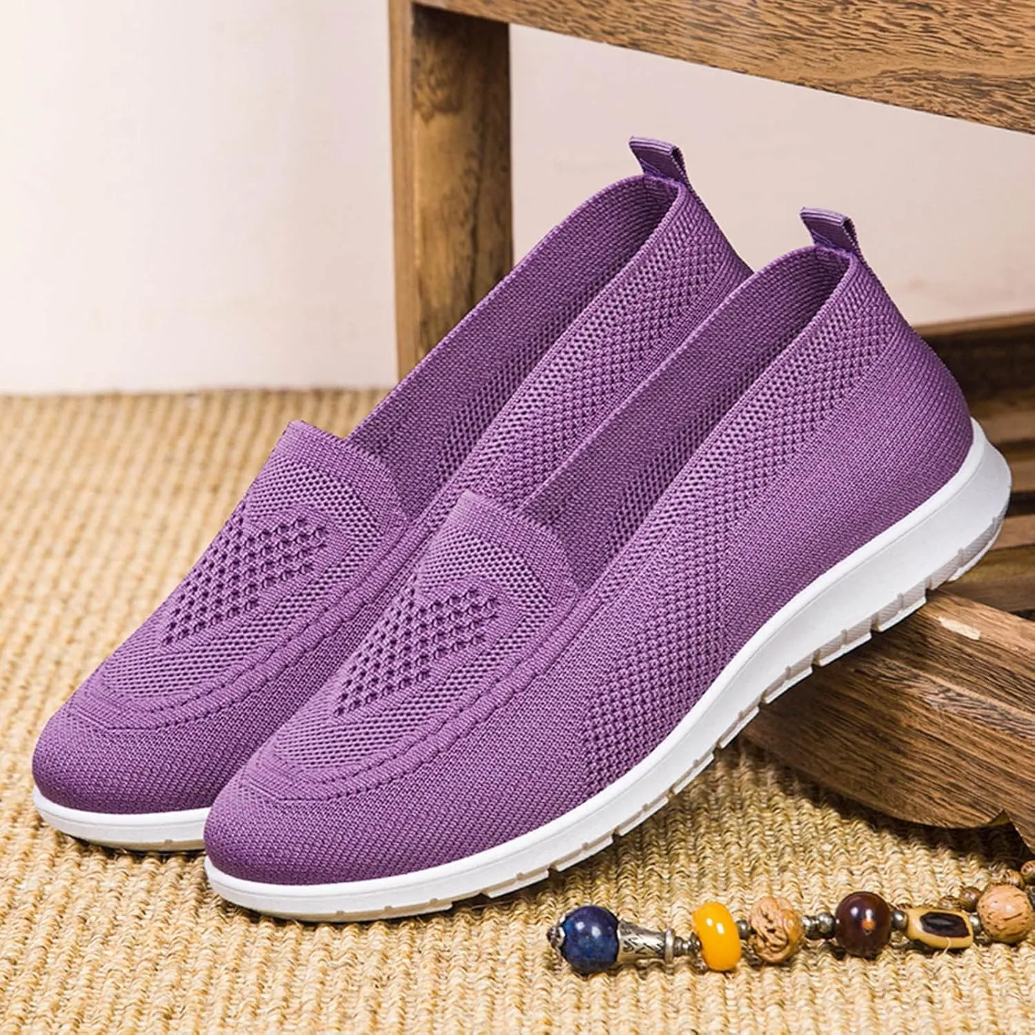 Women's Orthopedic Mesh Breathable Walking Shoes with Arch Support, Summer Casual Sneakers Soft Cushion Flats Shoes