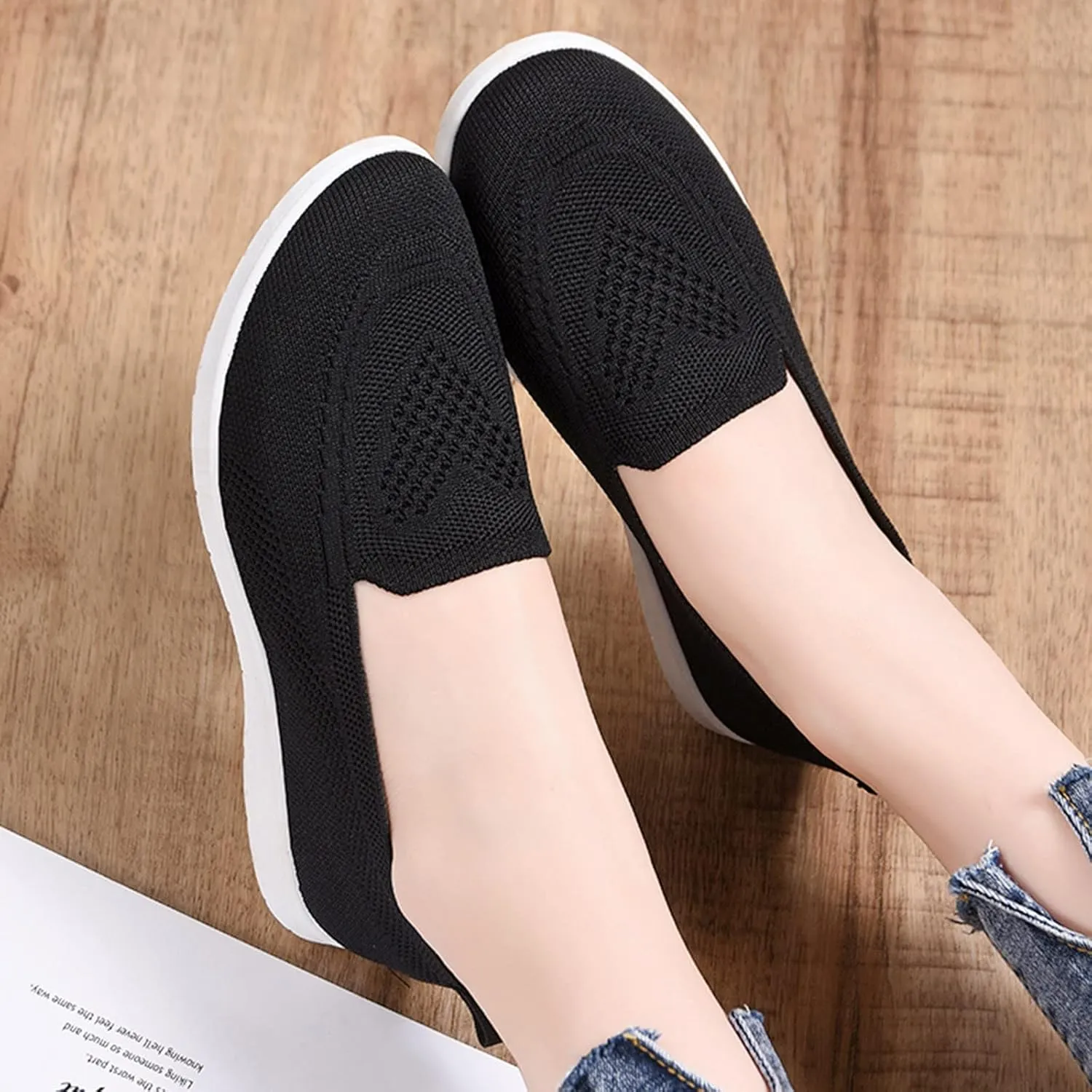 Women's Orthopedic Mesh Breathable Walking Shoes with Arch Support, Summer Casual Sneakers Soft Cushion Flats Shoes