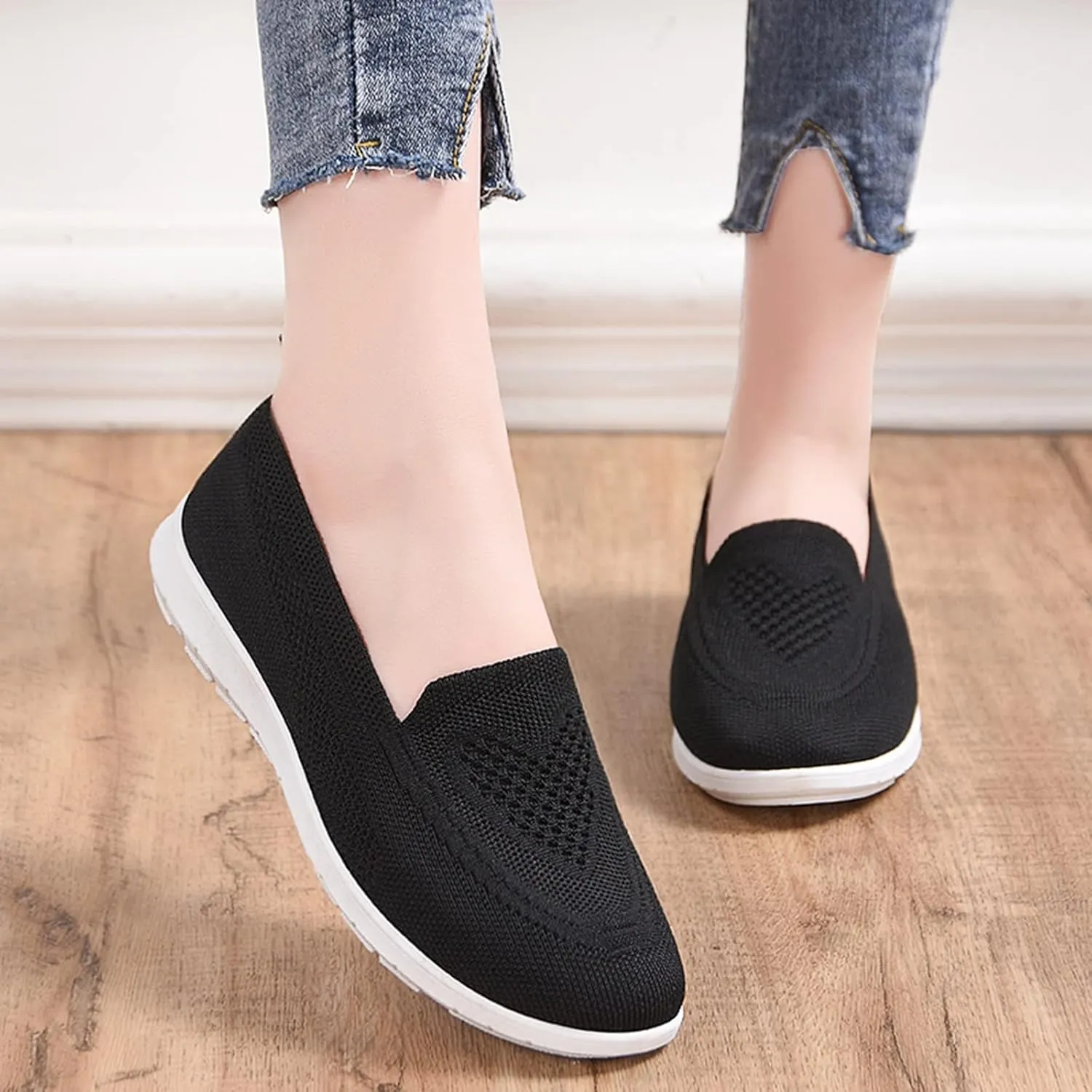 Women's Orthopedic Mesh Breathable Walking Shoes with Arch Support, Summer Casual Sneakers Soft Cushion Flats Shoes