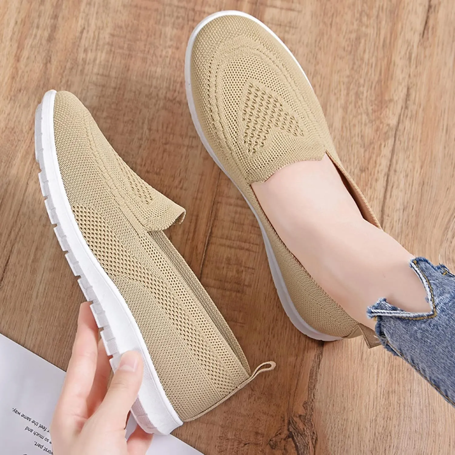 Women's Orthopedic Mesh Breathable Walking Shoes with Arch Support, Summer Casual Sneakers Soft Cushion Flats Shoes
