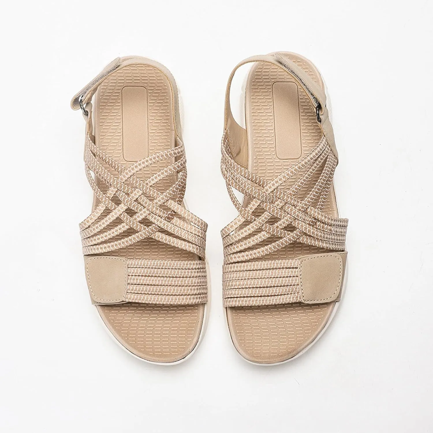 Women's Orthopedic Sandals Open Toe Cross Strap Slip On Casual Orthopedic Sandals with Arch Support Adjustable Buckle Wide Width Walking Shoes