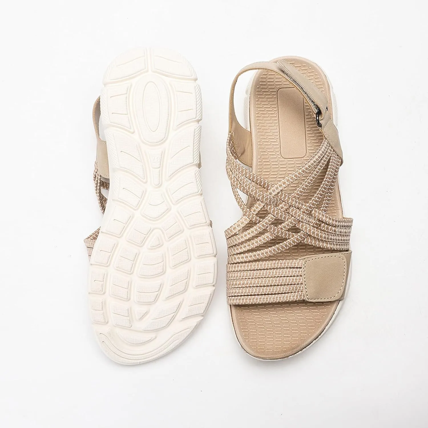 Women's Orthopedic Sandals Open Toe Cross Strap Slip On Casual Orthopedic Sandals with Arch Support Adjustable Buckle Wide Width Walking Shoes