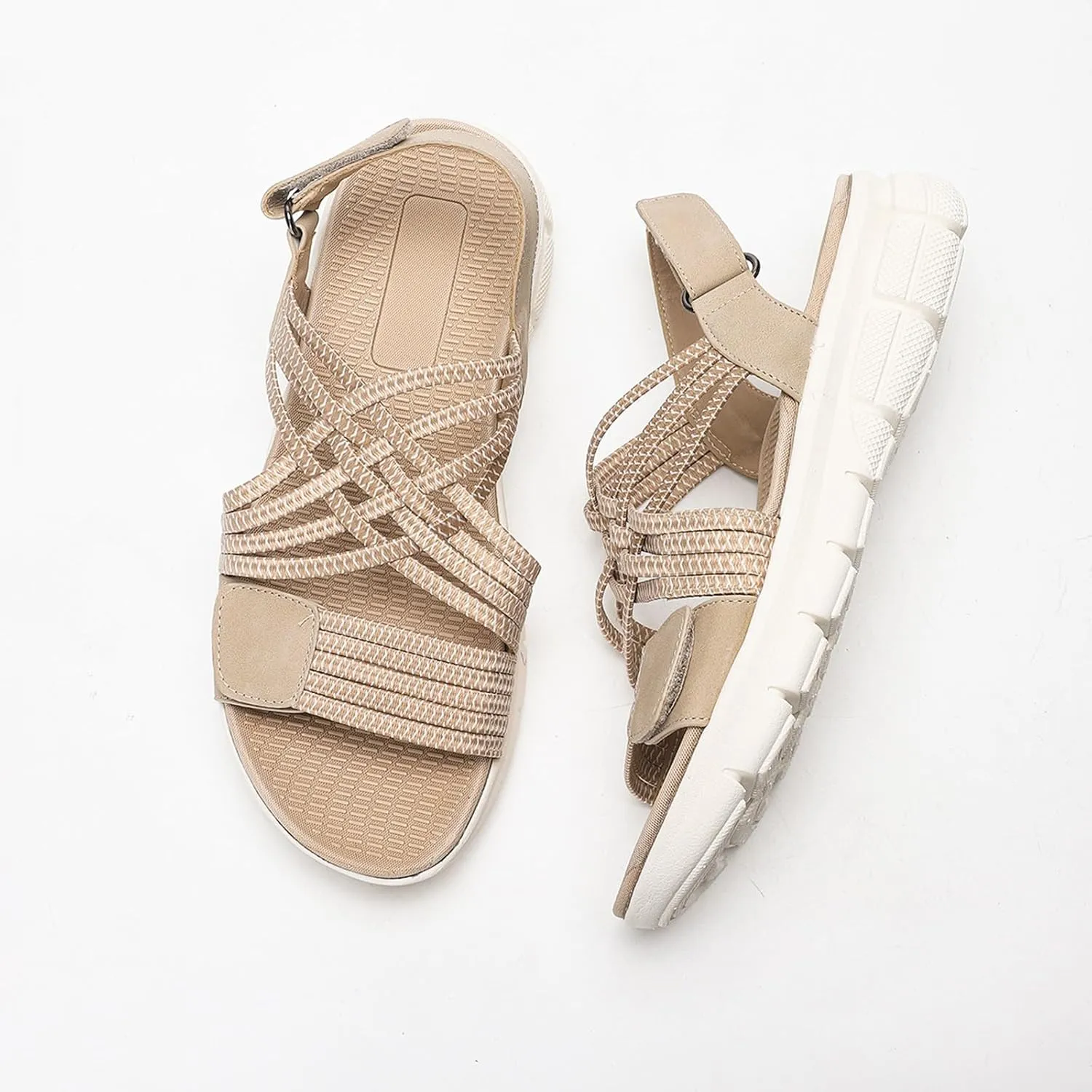 Women's Orthopedic Sandals Open Toe Cross Strap Slip On Casual Orthopedic Sandals with Arch Support Adjustable Buckle Wide Width Walking Shoes