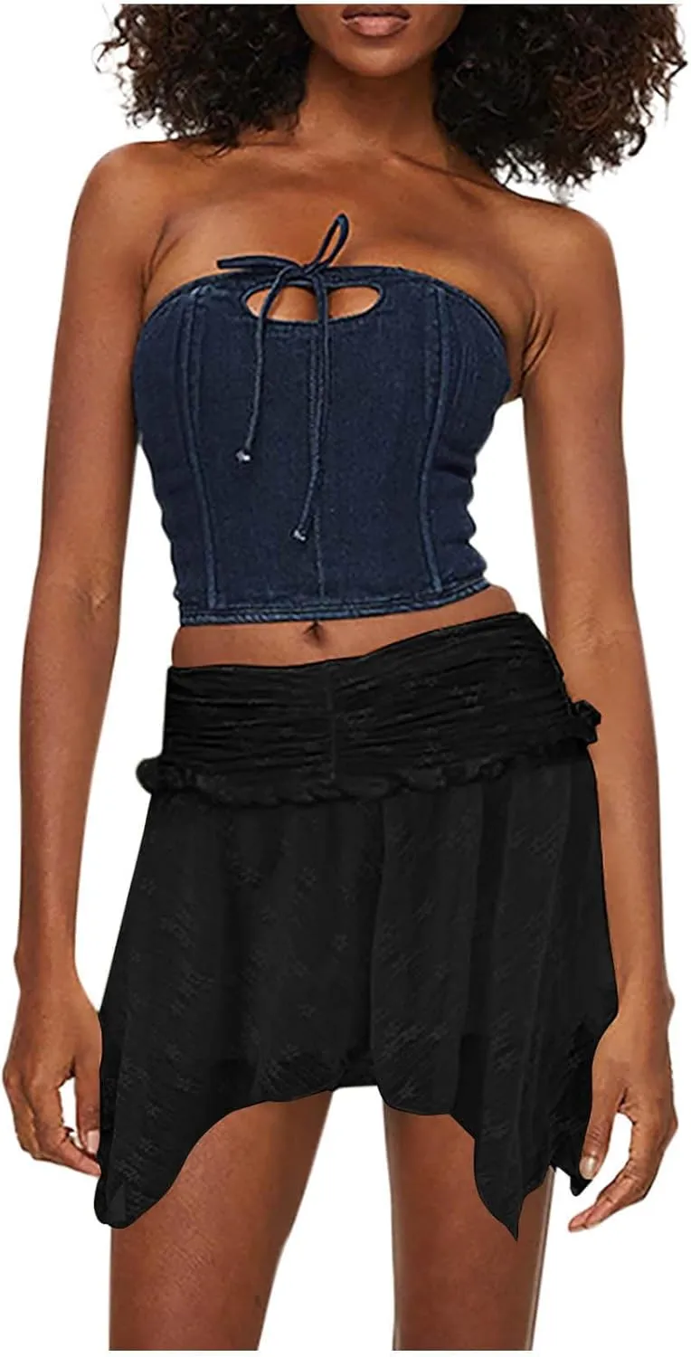 Womens Plain Mini Petite Loose Fit Skirt for Women Lace 2025