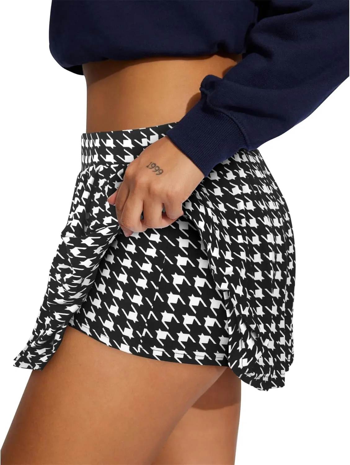 Womens Pleated Skirts Casual Y2K High Waist Tennis Skort Skater A-Line Mini Skirt with Shorts Underneath