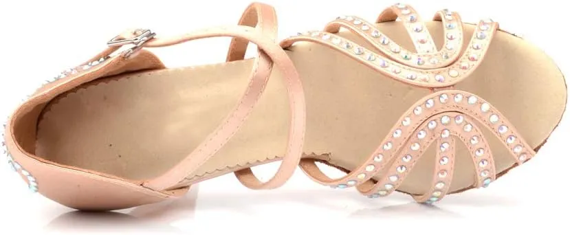 Women's Rhinestone Ballroom Dance Shoes Latin Salsa Performance Wedding Dance Shoes for 1920s