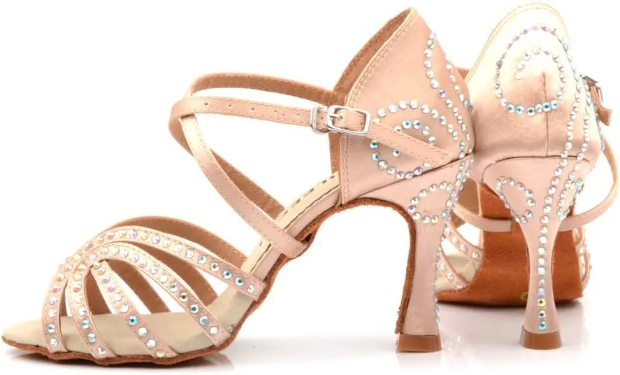Women's Rhinestone Ballroom Dance Shoes Latin Salsa Performance Wedding Dance Shoes for 1920s