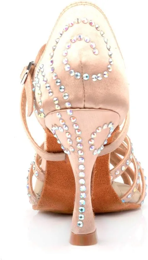 Women's Rhinestone Ballroom Dance Shoes Latin Salsa Performance Wedding Dance Shoes for 1920s