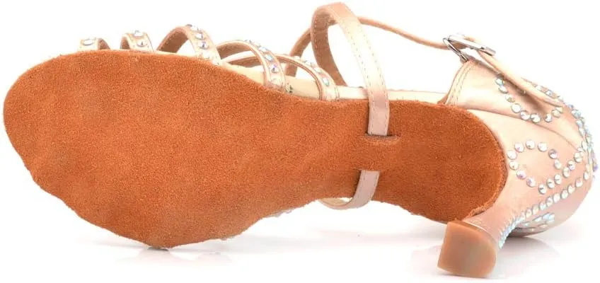Women's Rhinestone Ballroom Dance Shoes Latin Salsa Performance Wedding Dance Shoes for 1920s
