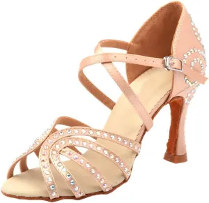 Women's Rhinestone Ballroom Dance Shoes Latin Salsa Performance Wedding Dance Shoes for 1920s