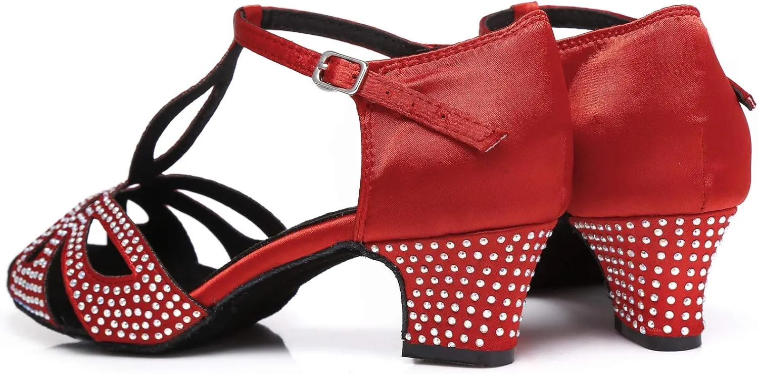 Women's Rhinestone Ballroom Dance Shoes Latin Salsa Performance Wedding Party 1920s Dance Shoes