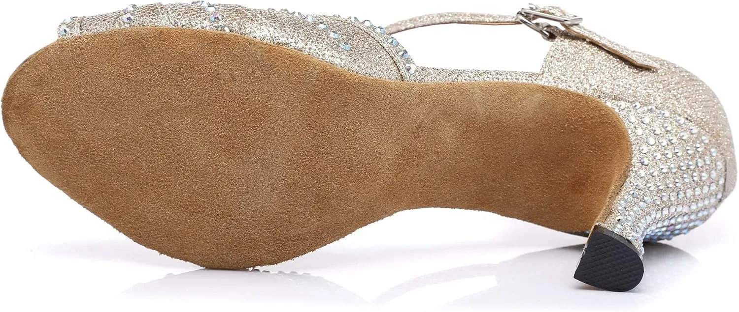 Women's Rhinestone Ballroom Dance Shoes Latin Salsa Performance Wedding Party 1920s Dance Shoes
