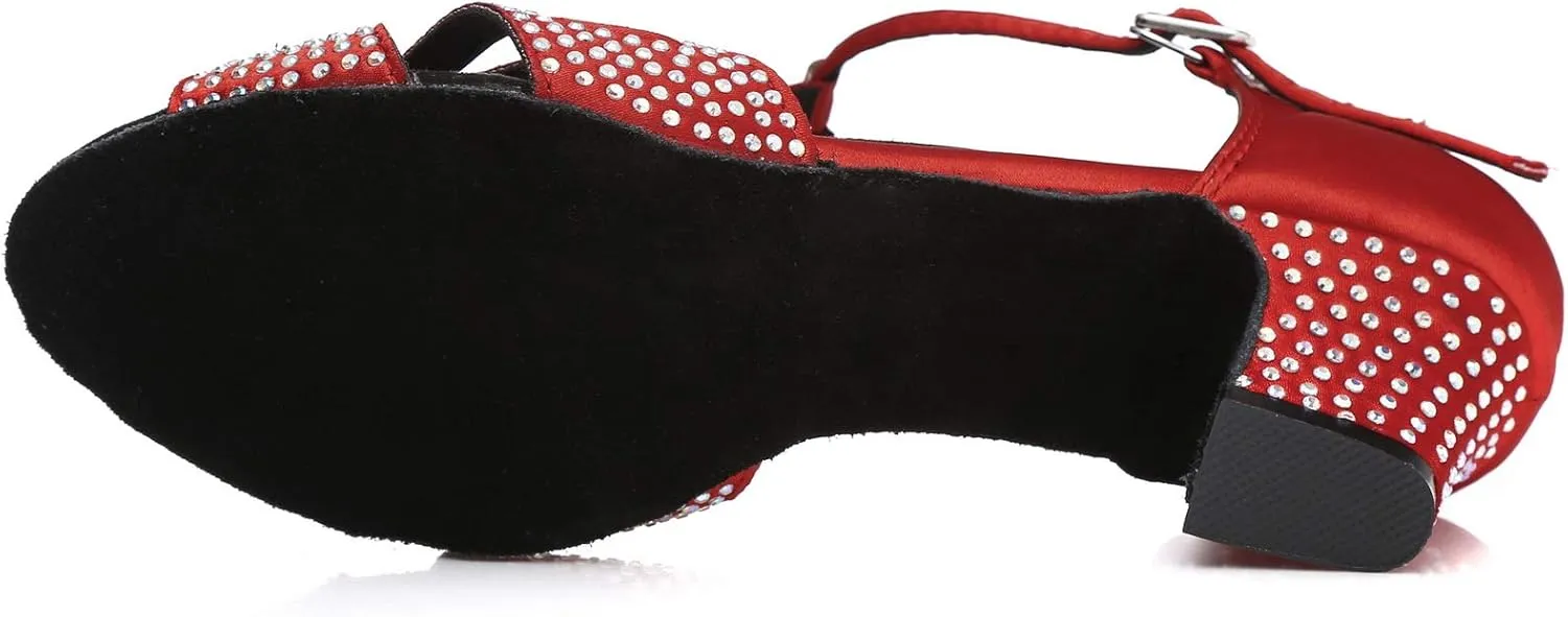 Women's Rhinestone Ballroom Dance Shoes Latin Salsa Performance Wedding Party 1920s Dance Shoes
