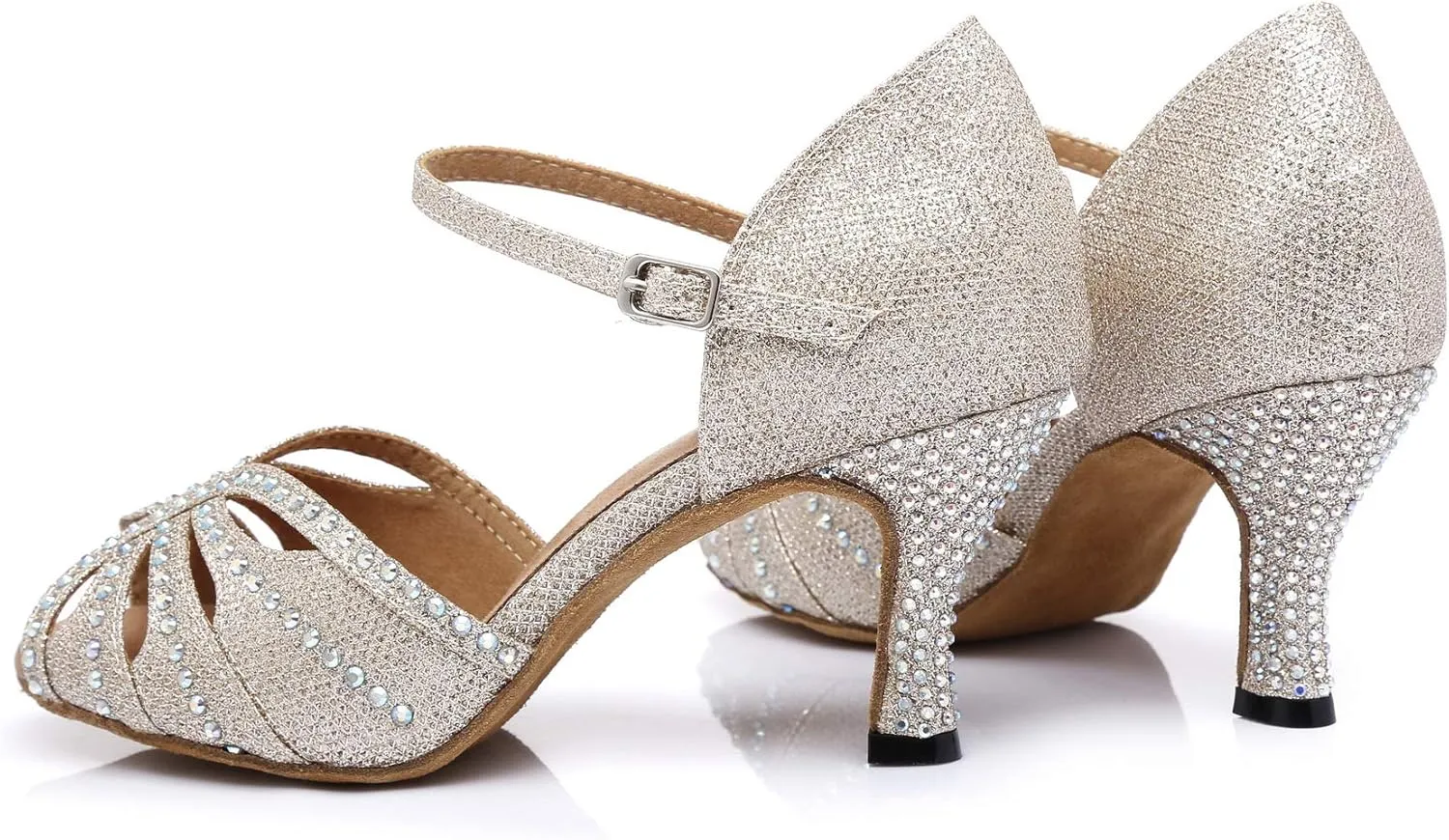Women's Rhinestone Ballroom Dance Shoes Latin Salsa Performance Wedding Party 1920s Dance Shoes