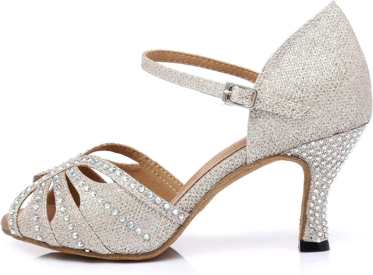 Women's Rhinestone Ballroom Dance Shoes Latin Salsa Performance Wedding Party 1920s Dance Shoes