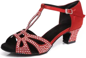 Women's Rhinestone Ballroom Dance Shoes Latin Salsa Performance Wedding Party 1920s Dance Shoes