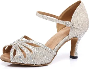 Women's Rhinestone Ballroom Dance Shoes Latin Salsa Performance Wedding Party 1920s Dance Shoes