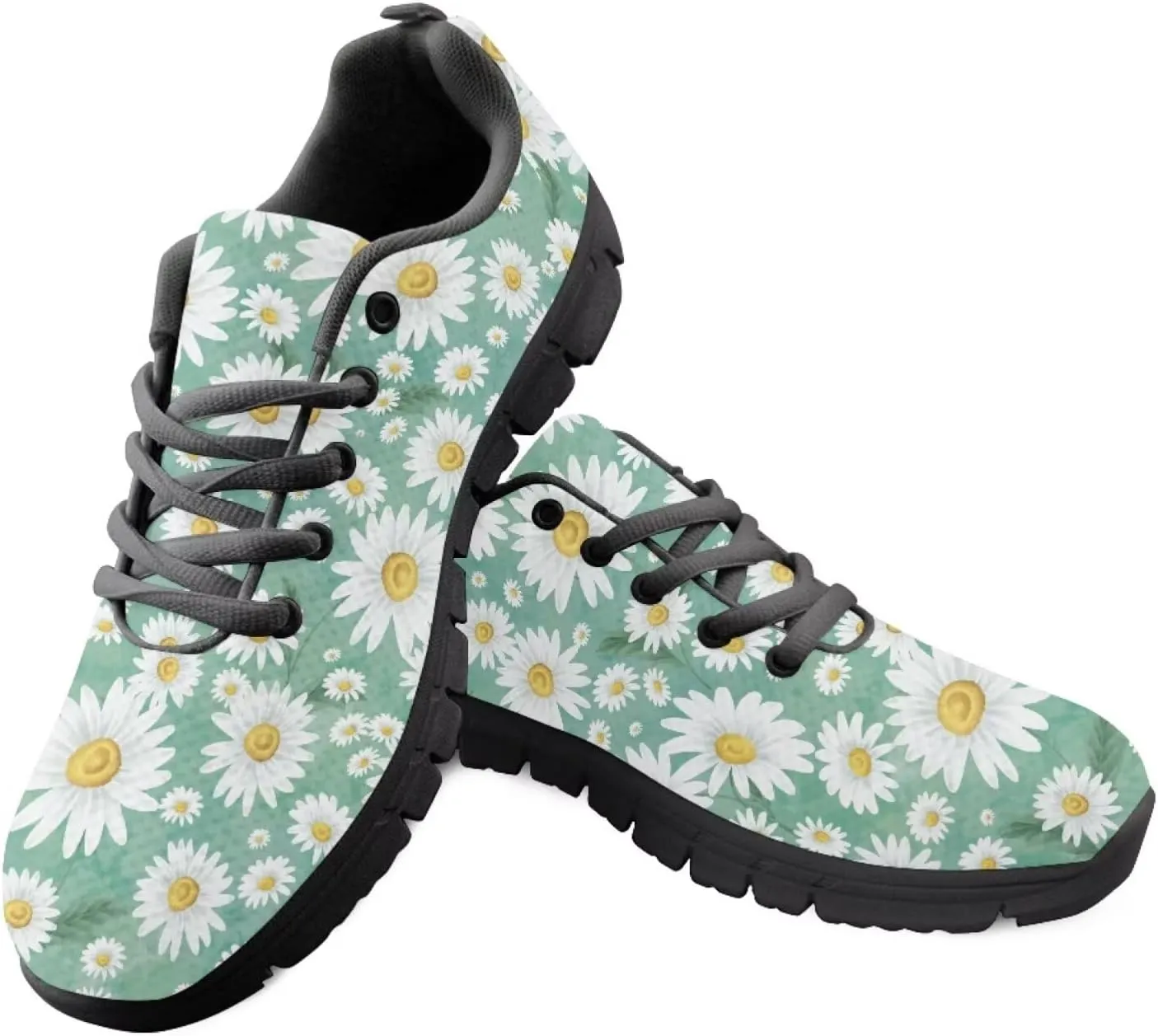 Women's Running Shoes Lightweight Breathable Tennis Shoes for Teenager Girls Lace-Up Comfortable Sneakers Gift for Mom Wife Daughters Suitable for All Seasons Black Sole Size 5-12