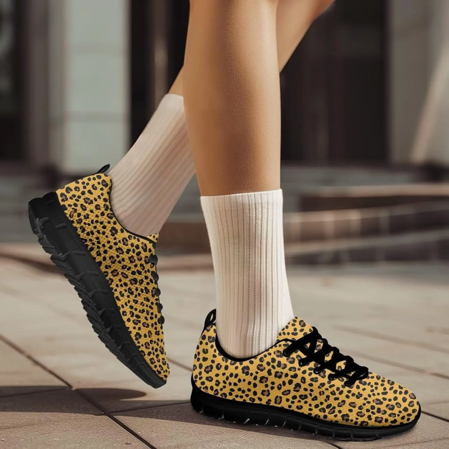 Women's Running Shoes Lightweight Breathable Tennis Shoes for Teenager Girls Lace-Up Comfortable Sneakers Gift for Mom Wife Daughters Suitable for All Seasons Black Sole Size 5-12