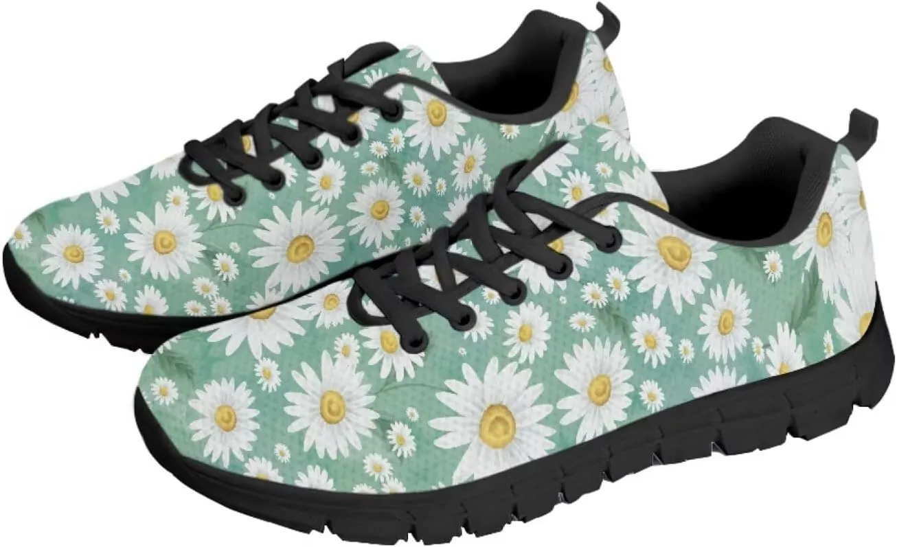 Women's Running Shoes Lightweight Breathable Tennis Shoes for Teenager Girls Lace-Up Comfortable Sneakers Gift for Mom Wife Daughters Suitable for All Seasons Black Sole Size 5-12