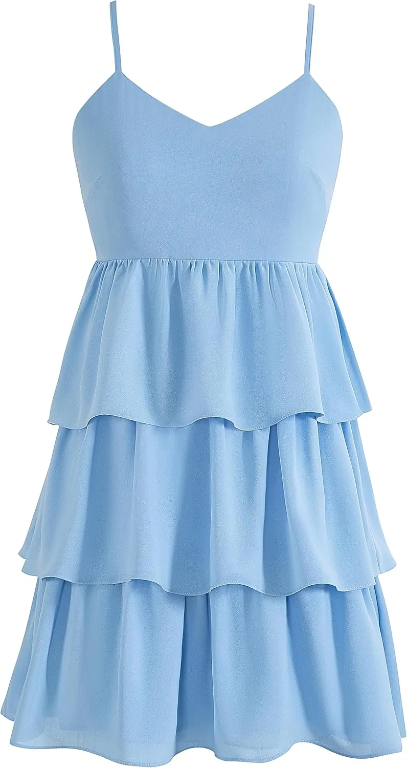 Womens Sexy V Neck Summer Dress Adjustable Spaghetti Strap Sleeveless Flowy Mini Short Dresses