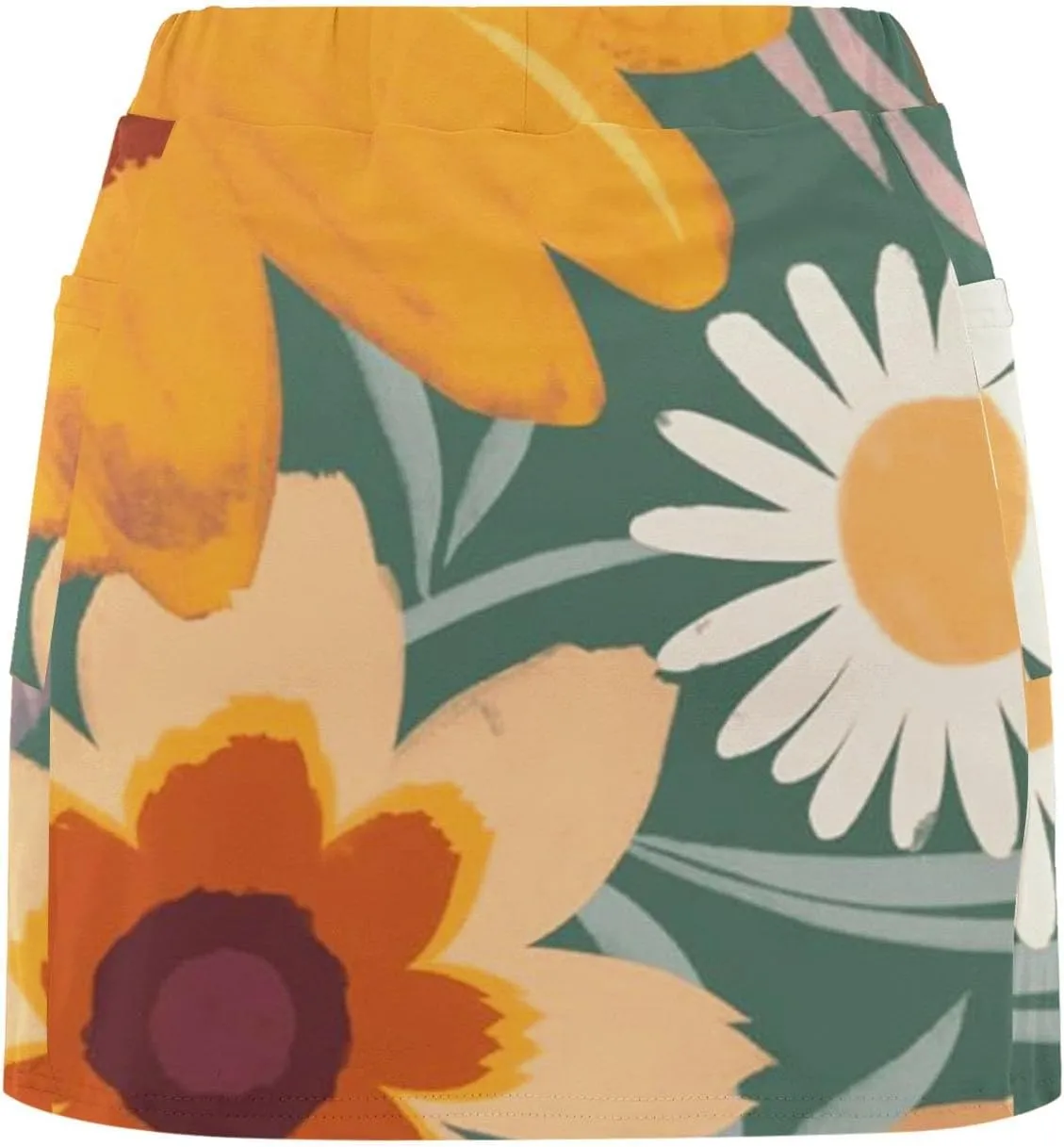 Womens Skorts with Pockets Tummy Control Floral Print Skorts High Waist Athletic Sports Pants Skirt Casual Shorts