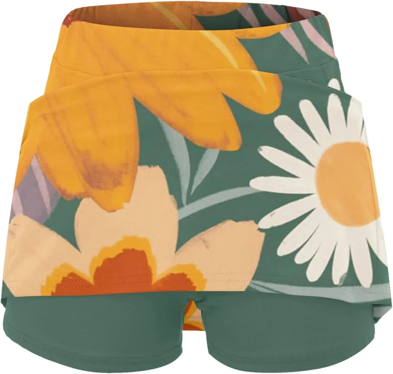 Womens Skorts with Pockets Tummy Control Floral Print Skorts High Waist Athletic Sports Pants Skirt Casual Shorts
