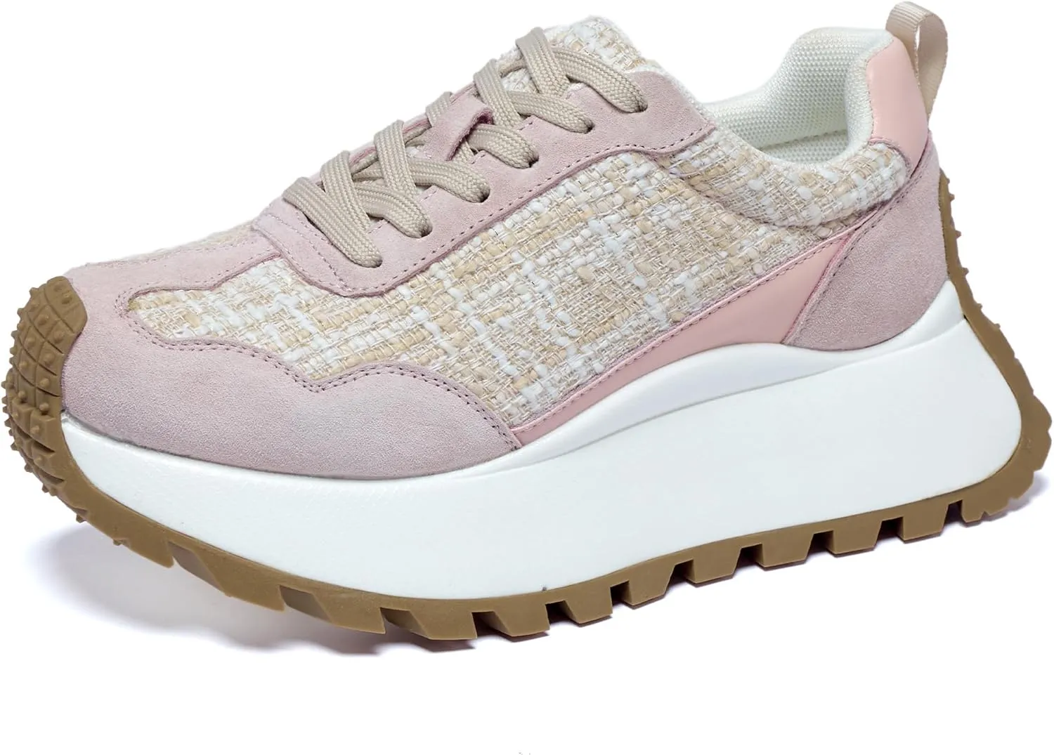 Women's Sneakers Lace Up Low Top Sneakers Platform Height Increase Outdoor Walking Shoes Comfortable Breathable Casual Women's Shoes