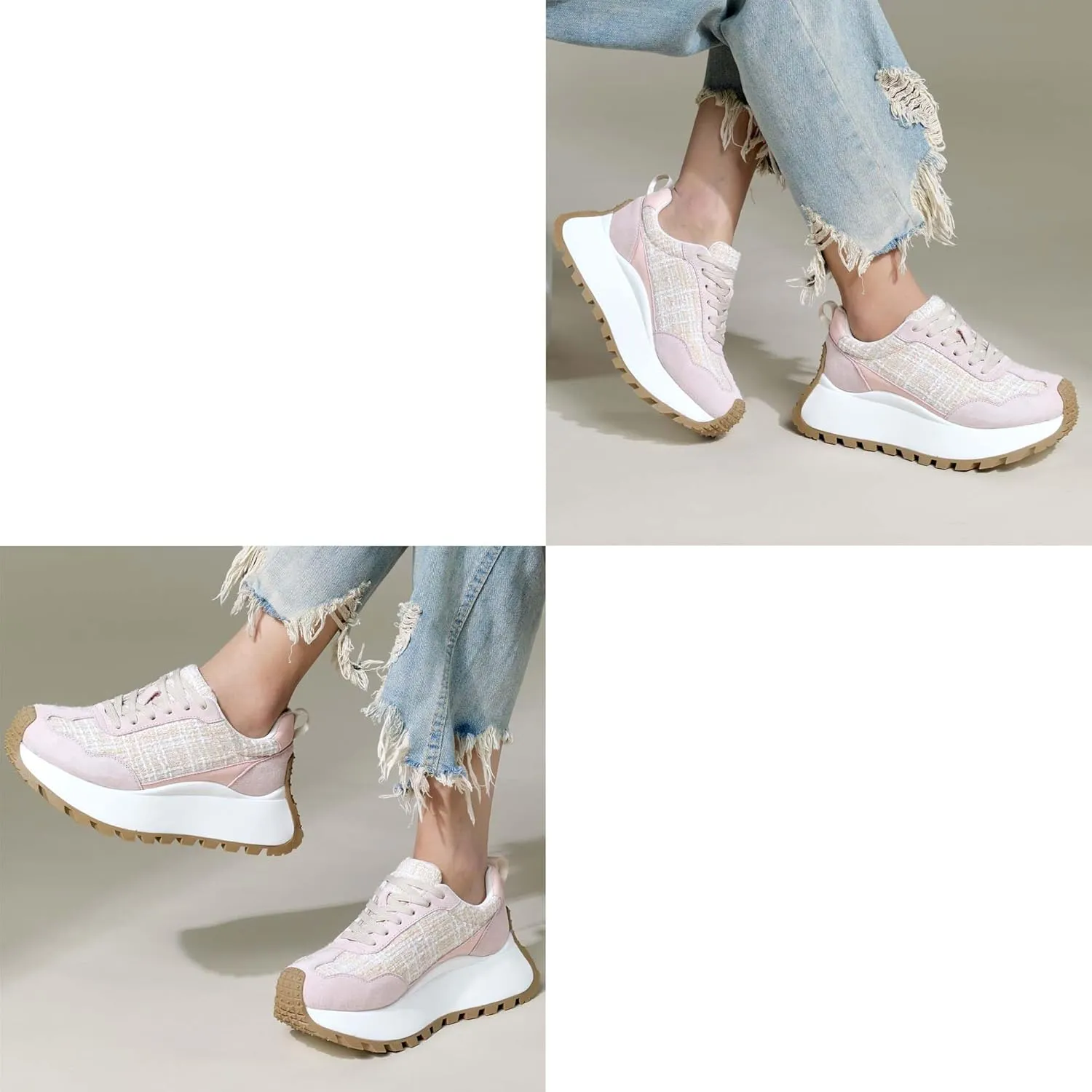 Women's Sneakers Lace Up Low Top Sneakers Platform Height Increase Outdoor Walking Shoes Comfortable Breathable Casual Women's Shoes