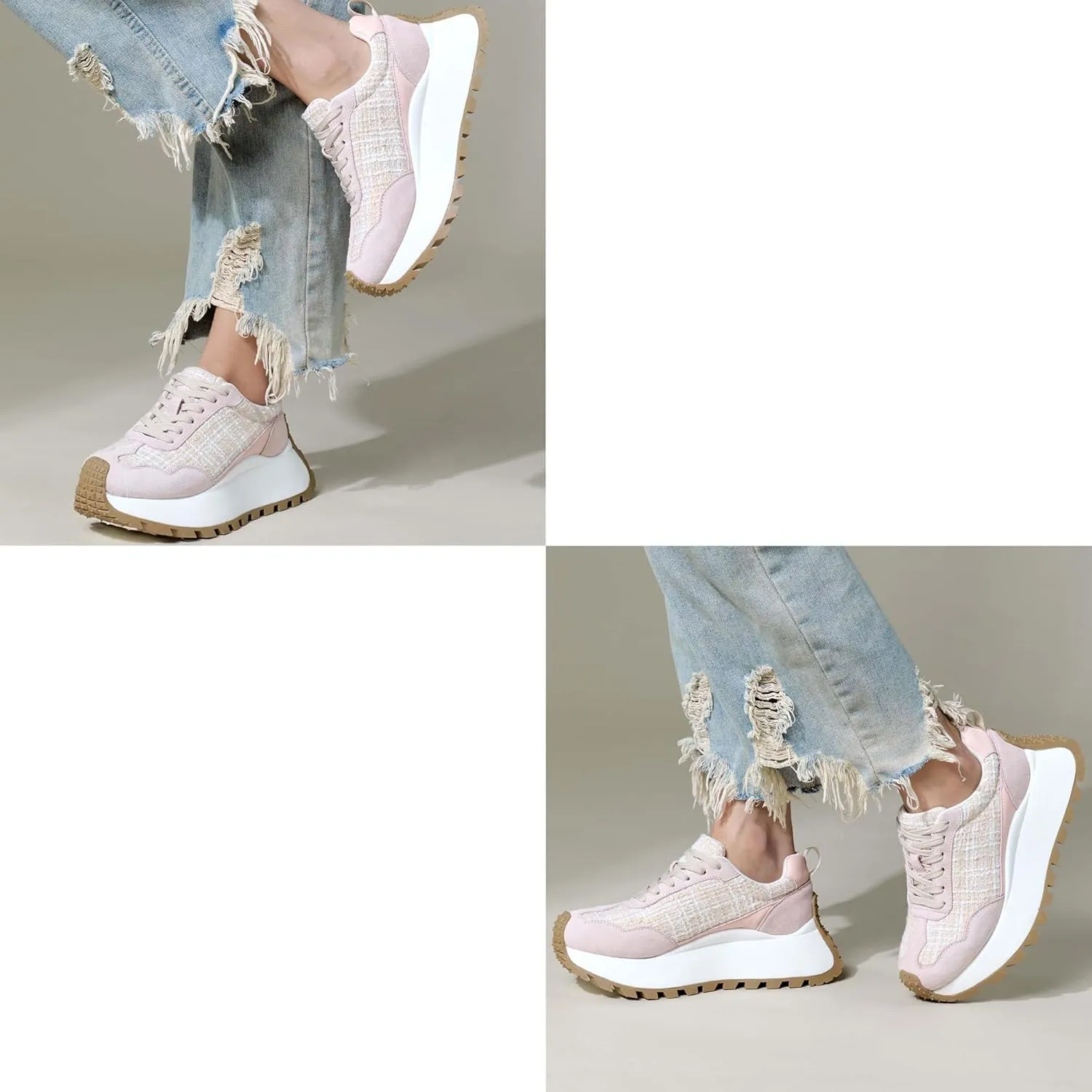 Women's Sneakers Lace Up Low Top Sneakers Platform Height Increase Outdoor Walking Shoes Comfortable Breathable Casual Women's Shoes
