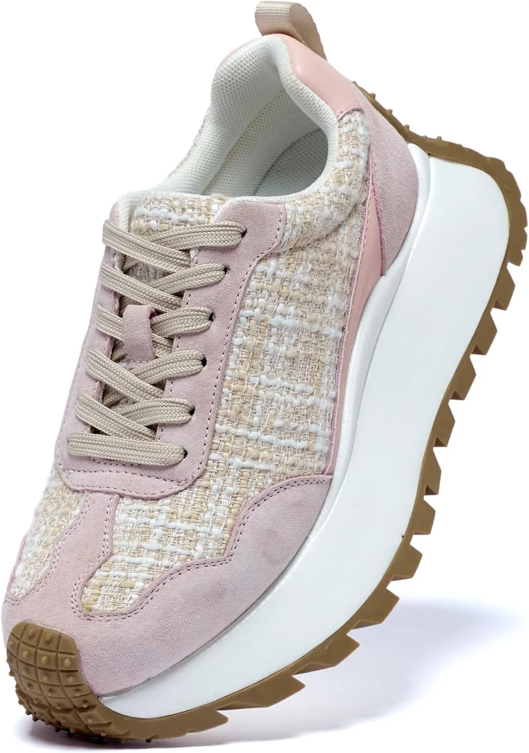 Women's Sneakers Lace Up Low Top Sneakers Platform Height Increase Outdoor Walking Shoes Comfortable Breathable Casual Women's Shoes