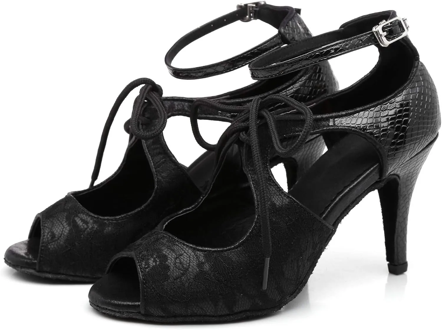 Women's Suede Sole Ballroom Dance Shoes Latin Salsa Glitter Performance Dance Shoes for 1920s