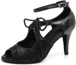 Women's Suede Sole Ballroom Dance Shoes Latin Salsa Glitter Performance Dance Shoes for 1920s