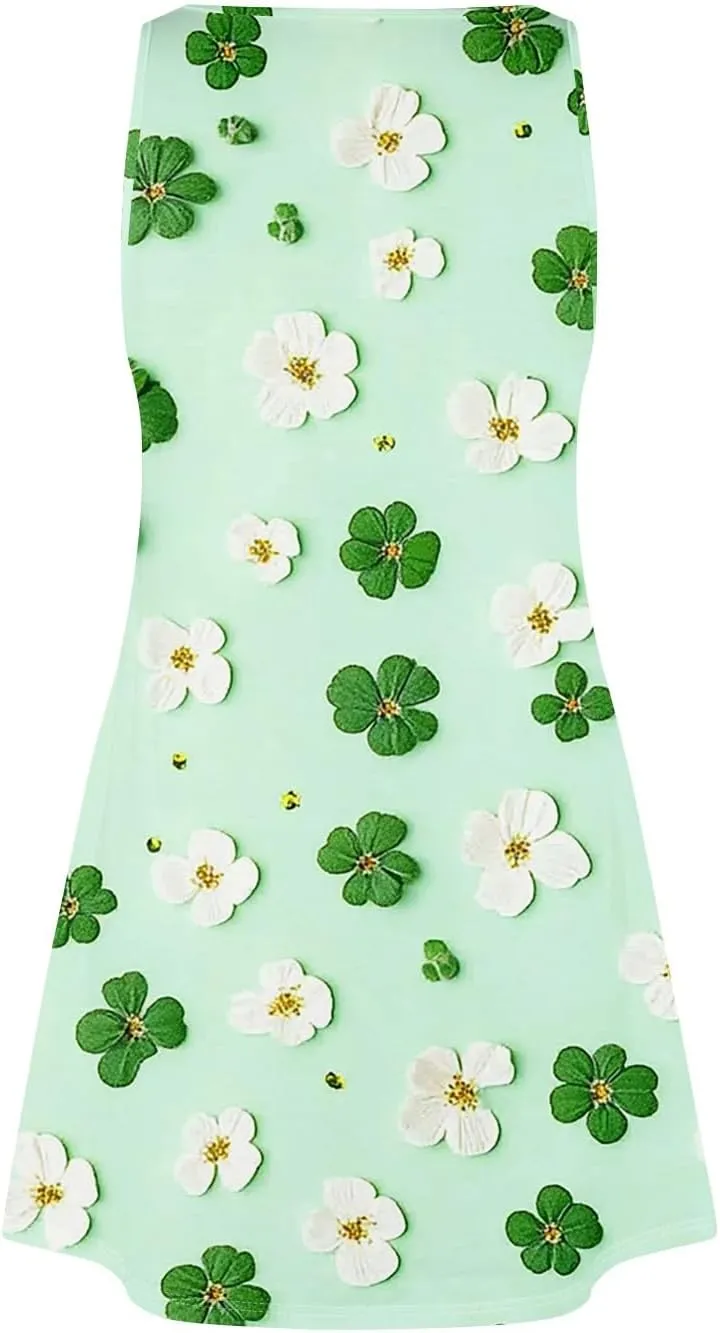 Women's Summer Dresses Summer Casual V Neck Sundresses Boho Tank Dress Beach Vacation Clothes with Pockets