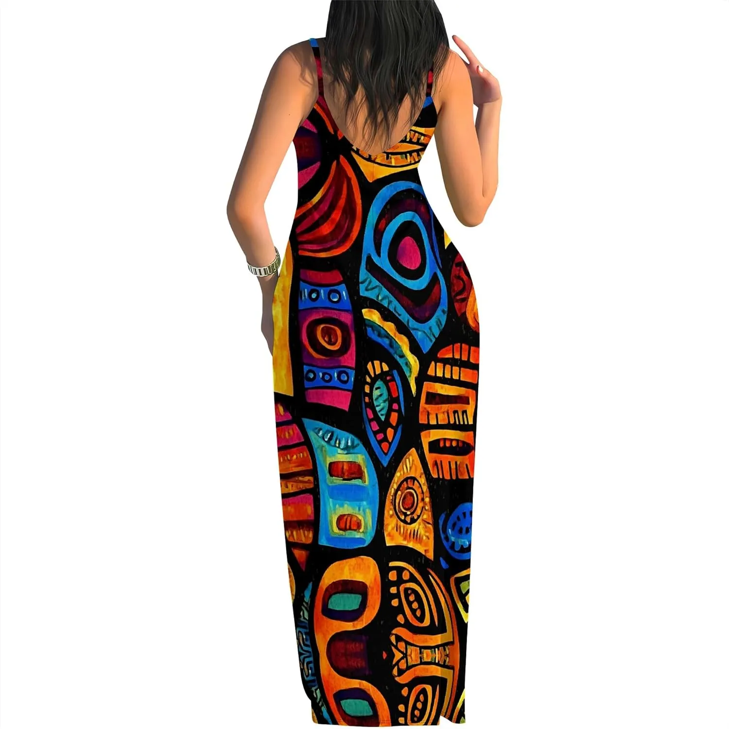 Women's Summer Maxi Dress Long Dress Casual Boho Slip Sexy Slim Sleeveless Spaghetti Strap Tiered Beach Sun Dresses