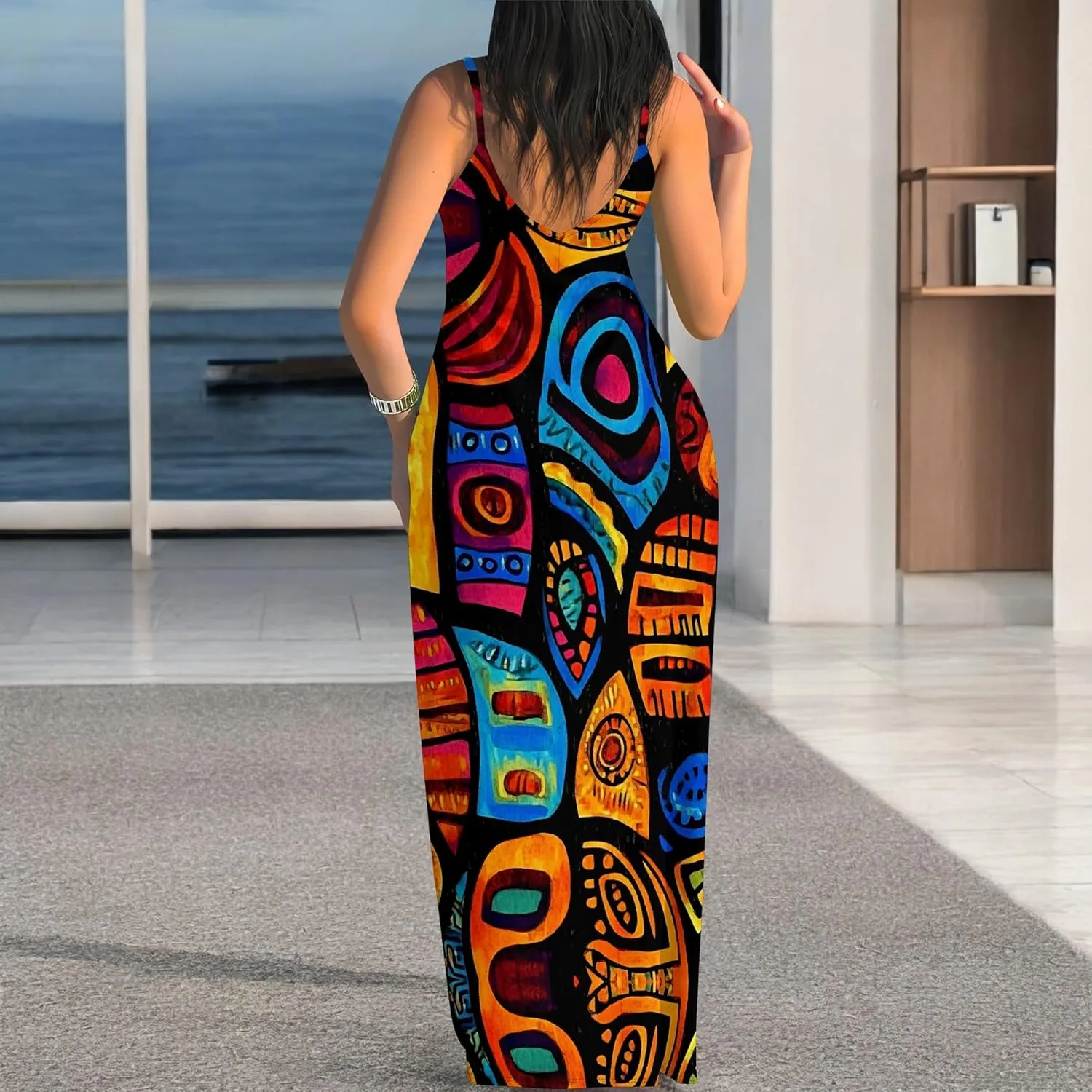 Women's Summer Maxi Dress Long Dress Casual Boho Slip Sexy Slim Sleeveless Spaghetti Strap Tiered Beach Sun Dresses