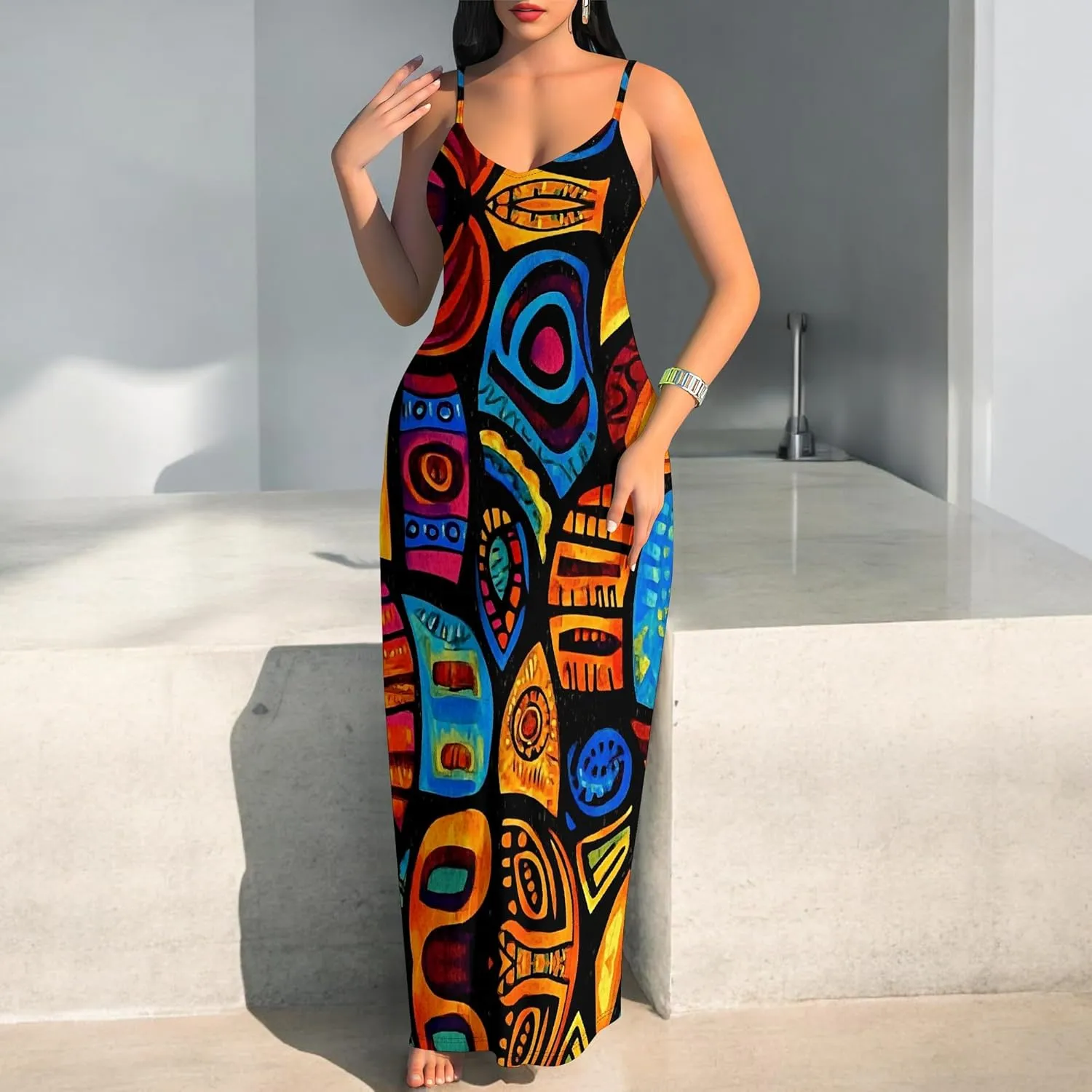 Women's Summer Maxi Dress Long Dress Casual Boho Slip Sexy Slim Sleeveless Spaghetti Strap Tiered Beach Sun Dresses