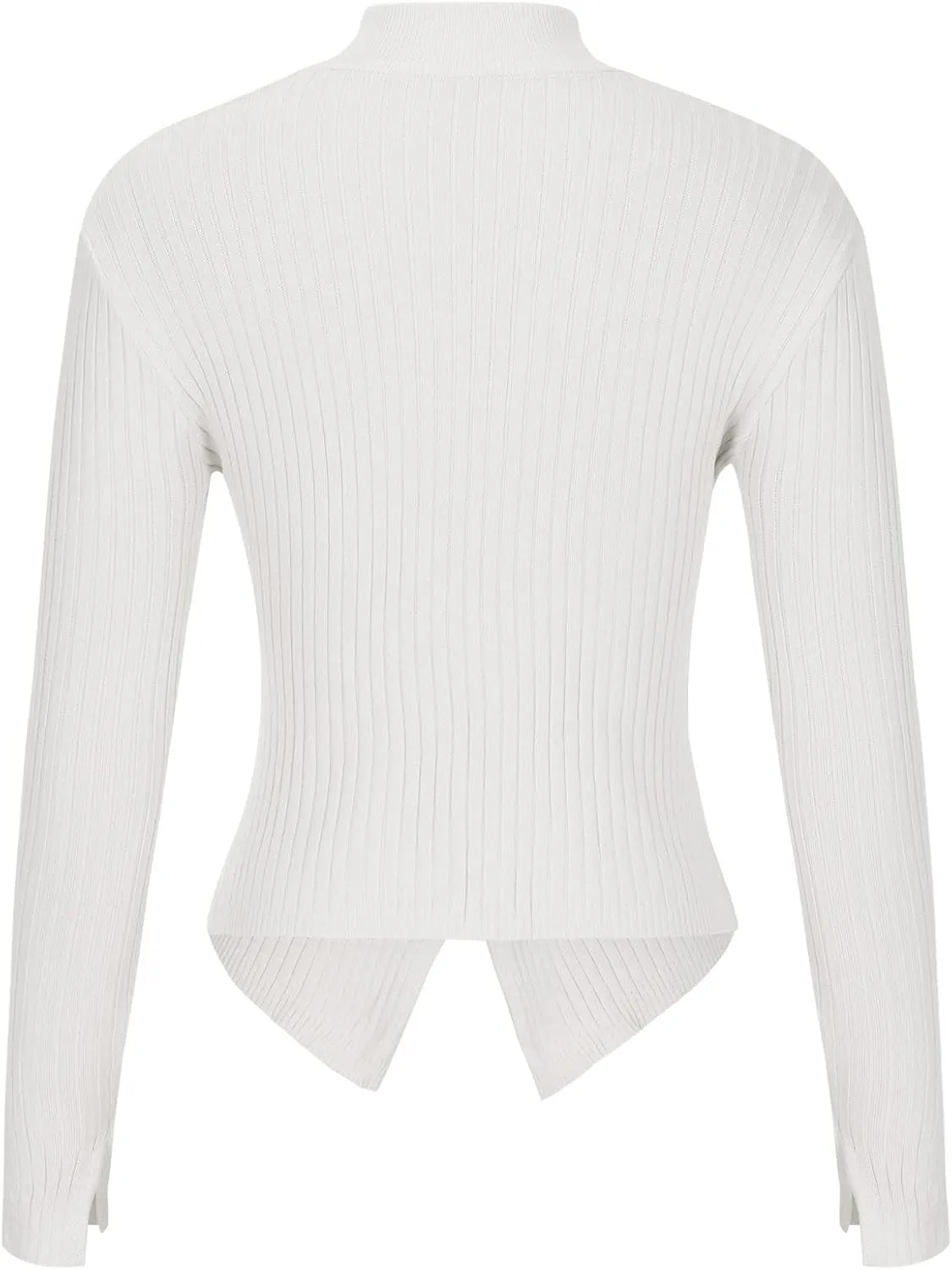 Womens V Neck Wrap Sweaters Halter Criss Cross Long Sleeve Knitted Tops Slim Fitted Solid Color Choker Blouse