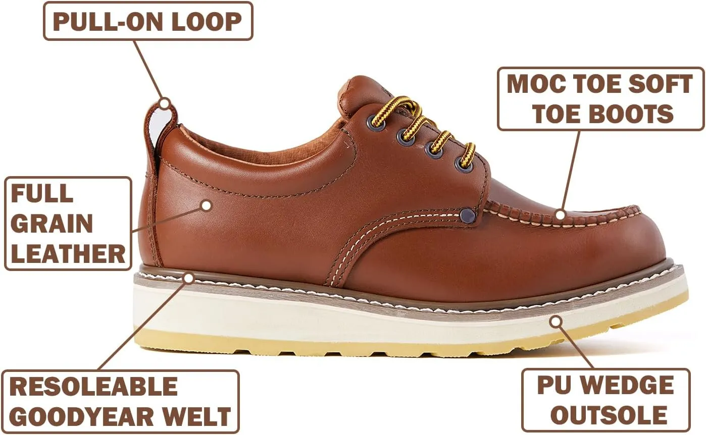 Work Boots for Men, Wedge Chukka Boot, Lightweight Oil & Slip Resistant Comfortable Outsole, Goodyear Leather Welt, EH, Construction 84981-A