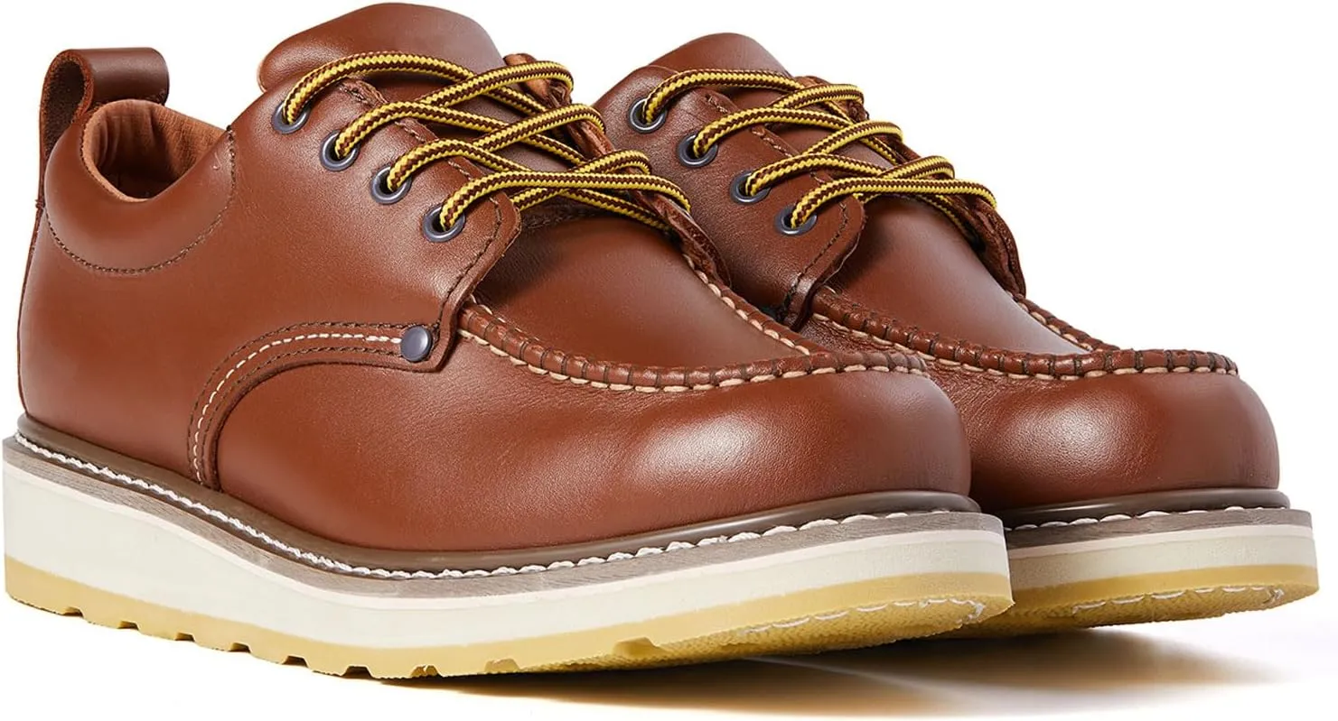 Work Boots for Men, Wedge Chukka Boot, Lightweight Oil & Slip Resistant Comfortable Outsole, Goodyear Leather Welt, EH, Construction 84981-A