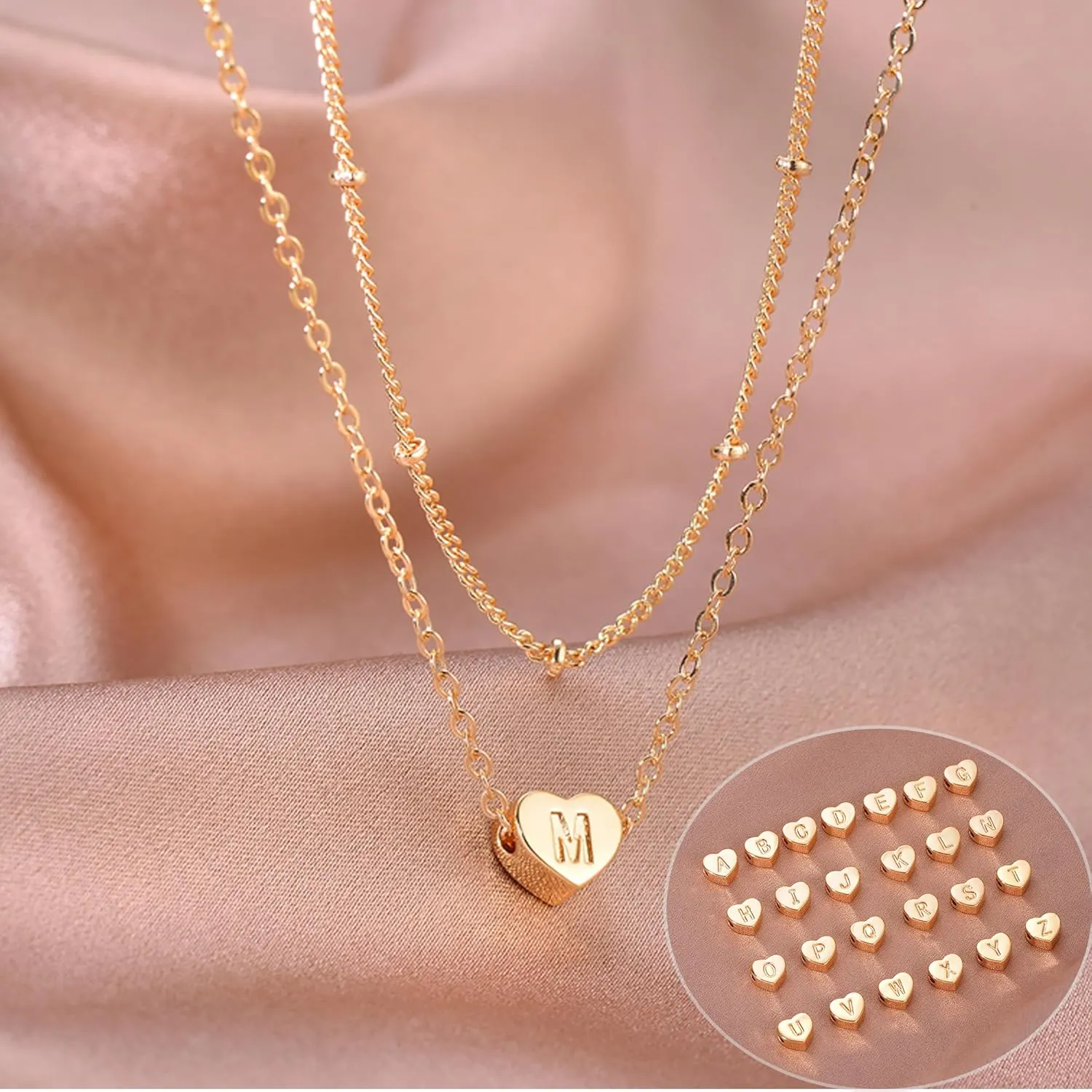 Yanoda Initial Ankle Bracelets for Women, 14K Gold Plated Waterproof Dainty Layered Heart Letter Initial Anklets Personalized Gifts