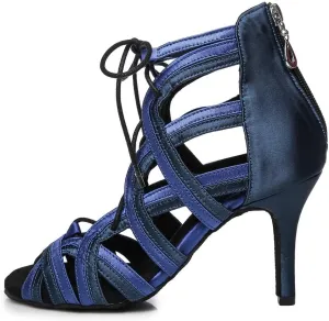 YKXLM Women Latin Dance Shoes Satin Stiletto Heel Open Toe Ballroom Salsa Performance Dance Shoes Model YCL427