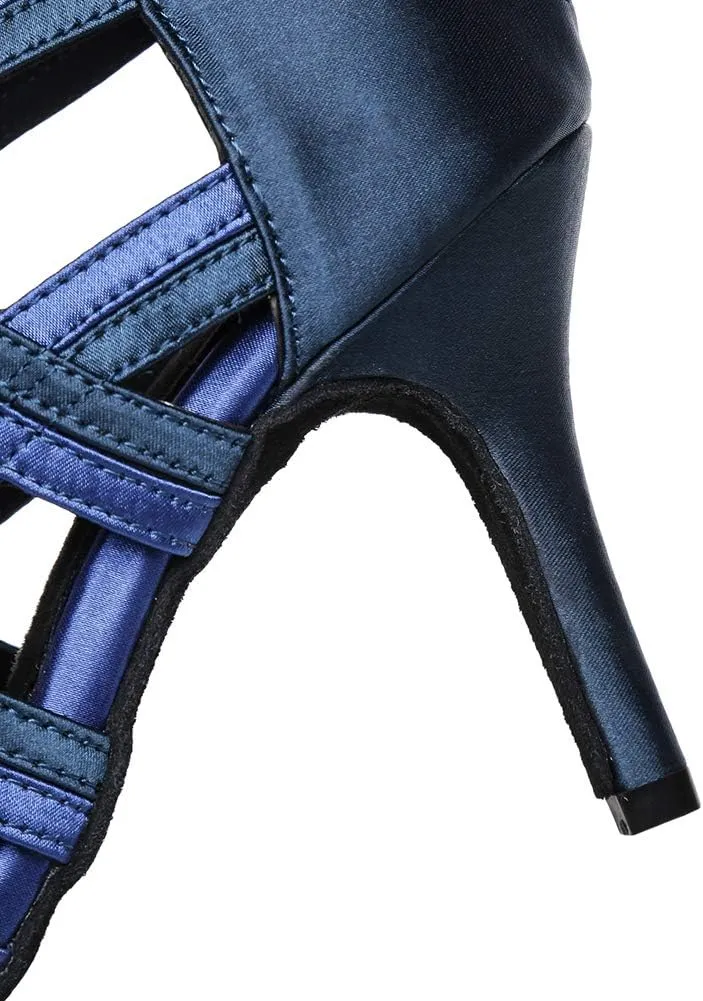 YKXLM Women Latin Dance Shoes Satin Stiletto Heel Open Toe Ballroom Salsa Performance Dance Shoes Model YCL427