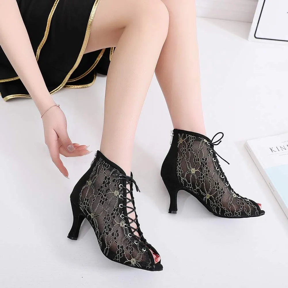YKXLM Women's Latin Dance Shoes, Ballroom Performance Wedding Party Dance Shoes,Model QJW2002